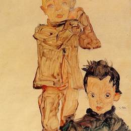 《两个男孩》埃贡·席勒(Egon Schiele)高清作品欣赏