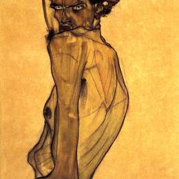 《上臂旋臂自画像》埃贡·席勒(Egon Schiele)高清作品欣赏