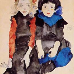 《两个小女孩》埃贡·席勒(Egon Schiele)高清作品欣赏