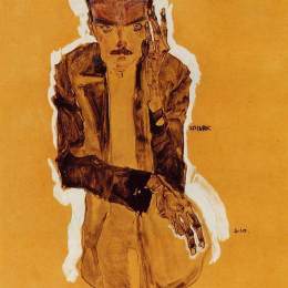 埃贡·席勒(Egon Schiele)高清作品:Portrait of Eduard Kosmack with Raised Left Hand