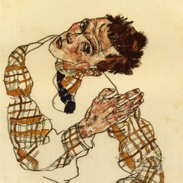 《格子衬衫自画像》埃贡·席勒(Egon Schiele)高清作品欣赏