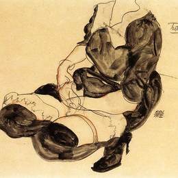 《女性躯干，蹲下》埃贡·席勒(Egon Schiele)高清作品欣赏