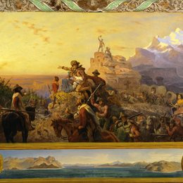 《向西走向帝国的进程（壁画研究，美国。》埃玛纽埃尔·洛伊茨(Emanuel Leutze)高清作品欣赏