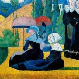 《布雷顿带阳伞的女人》埃米尔·伯纳德(Emile Bernard)高清作品欣赏