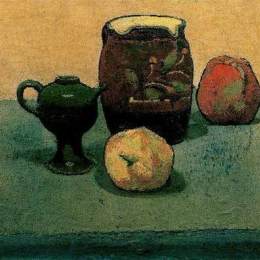 《陶罐和苹果》埃米尔·伯纳德(Emile Bernard)高清作品欣赏