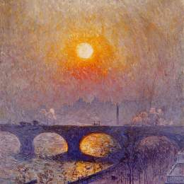 《滑铁卢桥上的日落》埃米尔·克劳斯(Emile Claus)高清作品欣赏