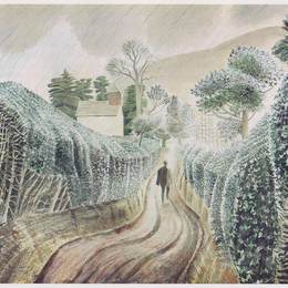 《潮湿的下午。圣彼得堡教堂玛丽的观点》艾里克·拉斐留斯(Eric Ravilious)高清作品欣赏