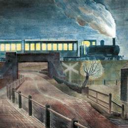 《夜间火车过桥》艾里克·拉斐留斯(Eric Ravilious)高清作品欣赏