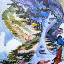 恩斯特·路德维希·克尔希纳(Ernst Ludwig Kirchner)高清作品:Bridge in Landwassertal