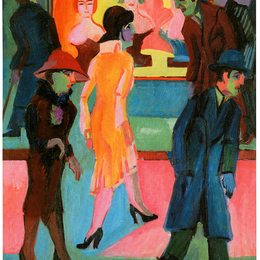 《理发店前的街景》恩斯特·路德维希·克尔希纳(Ernst Ludwig Kirchner)高清作品欣赏