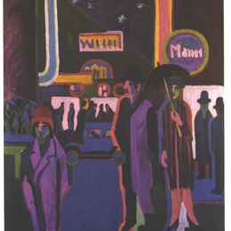 《夜间街景》恩斯特·路德维希·克尔希纳(Ernst Ludwig Kirchner)高清作品欣赏