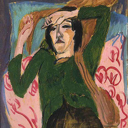 《穿绿色上衣的女人》恩斯特·路德维希·克尔希纳(Ernst Ludwig Kirchner)高清作品欣赏