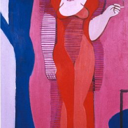 恩斯特·路德维希·克尔希纳(Ernst Ludwig Kirchner)高清作品:Blond Woman in a Red Dress, Portrait of Elisabeth Hembus