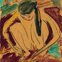 《蹲伏女郎》恩斯特·路德维希·克尔希纳(Ernst Ludwig Kirchner)高清作品欣赏