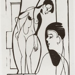 《艺术家与女性模特》恩斯特·路德维希·克尔希纳(Ernst Ludwig Kirchner)高清作品欣赏