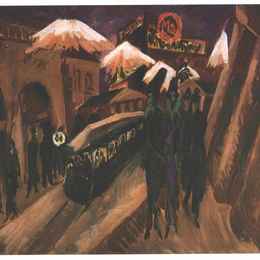 恩斯特·路德维希·克尔希纳(Ernst Ludwig Kirchner)高清作品:Leipziger Strasse with eletric train