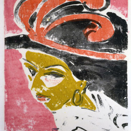 恩斯特·路德维希·克尔希纳(Ernst Ludwig Kirchner)高清作品:Kokottenkopf with Feathered Hat