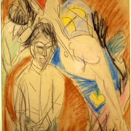 《男人和裸体女人》恩斯特·路德维希·克尔希纳(Ernst Ludwig Kirchner)高清作品欣赏