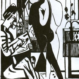 《画家与模特》恩斯特·路德维希·克尔希纳(Ernst Ludwig Kirchner)高清作品欣赏