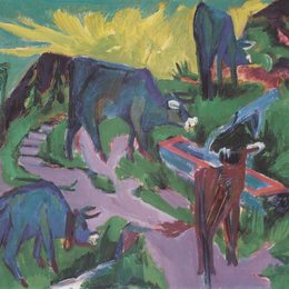 《森塞特奶牛》恩斯特·路德维希·克尔希纳(Ernst Ludwig Kirchner)高清作品欣赏