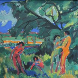 《裸体游戏》恩斯特·路德维希·克尔希纳(Ernst Ludwig Kirchner)高清作品欣赏