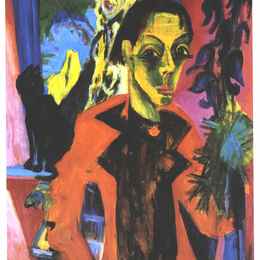 恩斯特·路德维希·克尔希纳(Ernst Ludwig Kirchner)高清作品:Self Portrfait with Cat