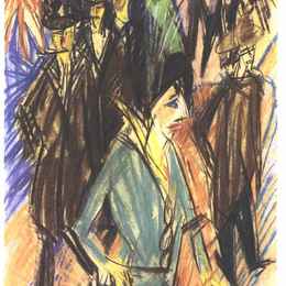 恩斯特·路德维希·克尔希纳(Ernst Ludwig Kirchner)高清作品:Street Scene with Green Cocotte