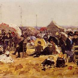 尤金·布丹(Eugene Boudin)高清作品:Beach at Trouville