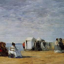 《海滩风光》尤金·布丹(Eugene Boudin)高清作品欣赏