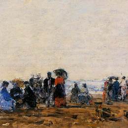 《海滩风光》尤金·布丹(Eugene Boudin)高清作品欣赏