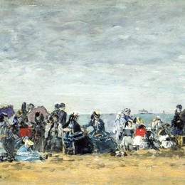 尤金·布丹(Eugene Boudin)高清作品:Beach Scene at Trouville