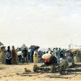 尤金·布丹(Eugene Boudin)高清作品:Beach Scene at Trouville