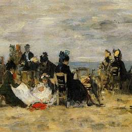 尤金·布丹(Eugene Boudin)高清作品:Beach Scene at Trouville