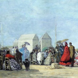 尤金·布丹(Eugene Boudin)高清作品:Beach Scene at Trouville