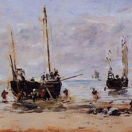 尤金·布丹(Eugene Boudin)高清作品:Berck, Fishermen at Low Tide