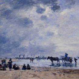 尤金·布丹(Eugene Boudin)高清作品:Berck, the Arrival of the Fishing Boats