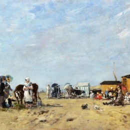 《贝尔克，海滩》尤金·布丹(Eugene Boudin)高清作品欣赏