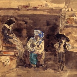 《壁炉旁的布雷顿家族》尤金·布丹(Eugene Boudin)高清作品欣赏