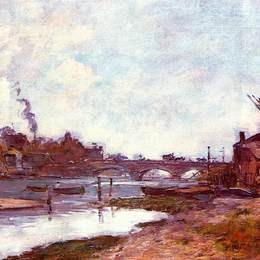 尤金·布丹(Eugene Boudin)高清作品:Bridge on the River Touques at Deauville