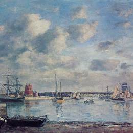 尤金·布丹(Eugene Boudin)高清作品:Camaret, Boats in the Harbor