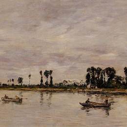 尤金·布丹(Eugene Boudin)高清作品:Caudebec-en-Caux, Banks of the Seine