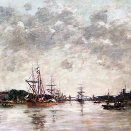 尤金·布丹(Eugene Boudin)高清作品:Dordrecht, La Meuse, View of Swandrecht