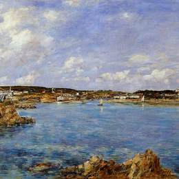 尤金·布丹(Eugene Boudin)高清作品:Douarnenez, the Bay, View of Tristan isle