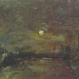 《勒阿弗尔港的黄昏》尤金·布丹(Eugene Boudin)高清作品欣赏