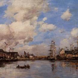 《到港的入口》尤金·布丹(Eugene Boudin)高清作品欣赏