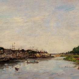 《索姆河畔圣瓦莱里港入口》尤金·布丹(Eugene Boudin)高清作品欣赏