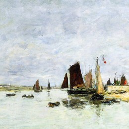 尤金·布丹(Eugene Boudin)高清作品:Etaples, Boats in Port