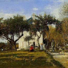 尤金·布丹(Eugene Boudin)高清作品:Fervaques, Garden and House of Monsieur Jacuette