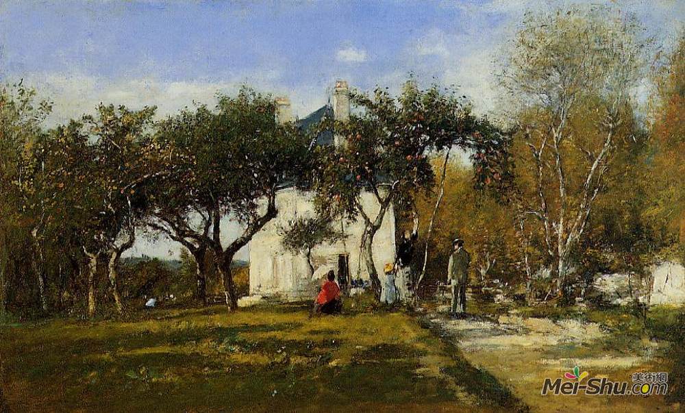 尤金·布丹(eugene boudin)高清作品《fervaques garden and house