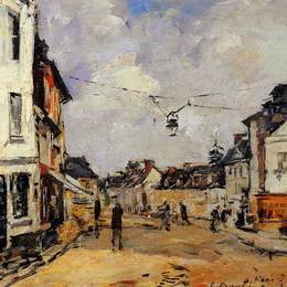 尤金·布丹(Eugene Boudin)高清作品:Fervaques, the Main Street